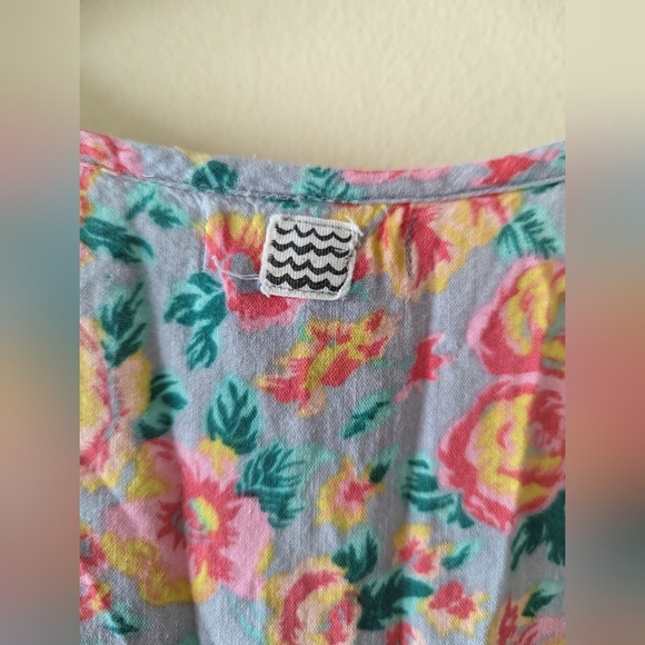 Billabong vintage Y2K Floral mini tank dress pink blue grunge boho high waist M - Picture 5 of 9